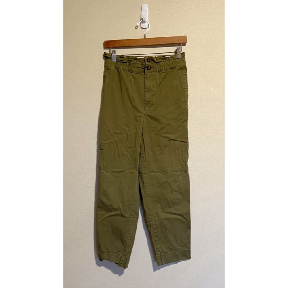 Madewell Olive Green High Waisted Paperbag Tapered Pants 2